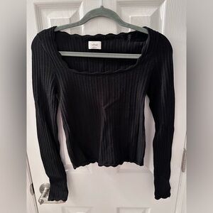 Aritzia Black Ribbed Knit Top, black, small, new